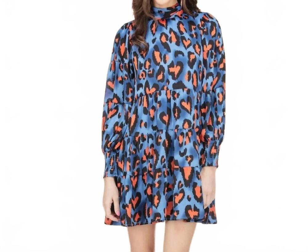 NEW JOY JOY love spots tie neck tiered dress in blue